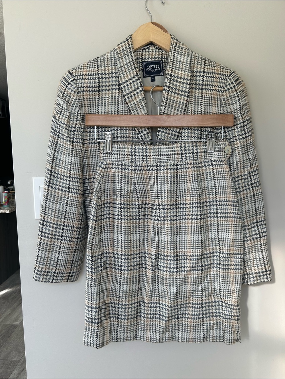 G2000 Japanese fabric plaid blazer and skirt set